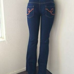 Low rise wide leg denim jean